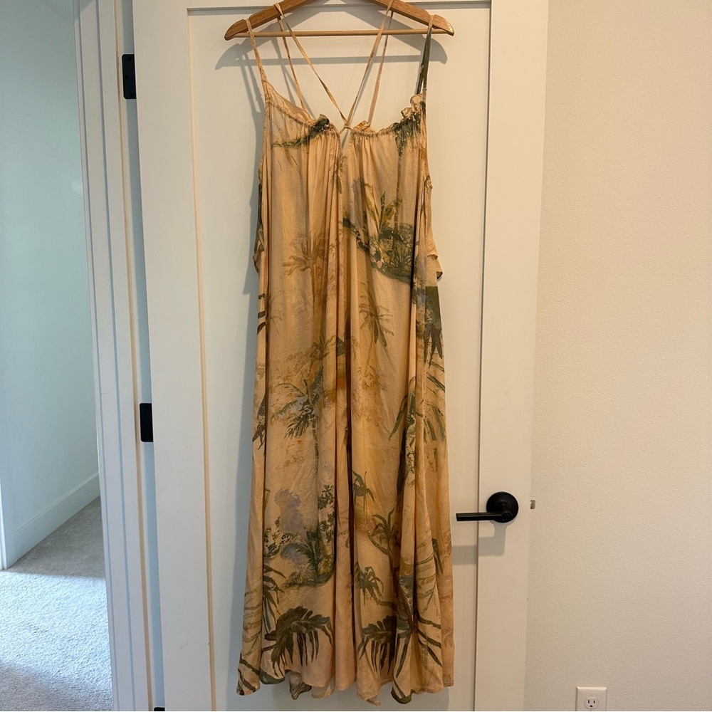 TK exclusively for Anthropologie Beige and Green Maxi Dress